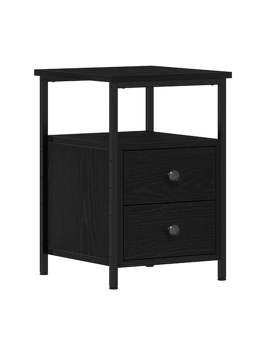 Wooden Bedside Table With Black Metal Legs 34x35.5x50cm