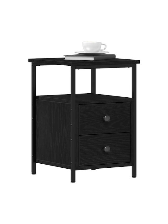 Wooden Bedside Table With Black Metal Legs 34x35.5x50cm