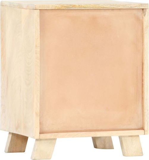 Нощно Шкафче От Масивно Дърво Бяло 40x30x50см