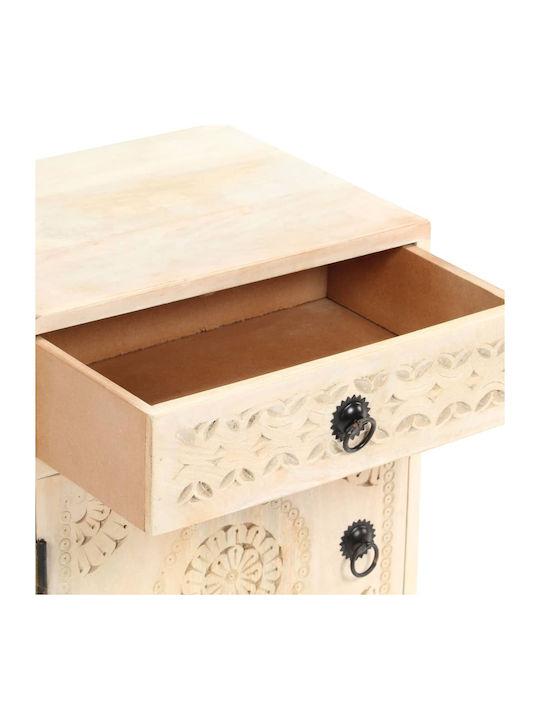 Bedside Table Made of Solid White Wood 40x30x50cm