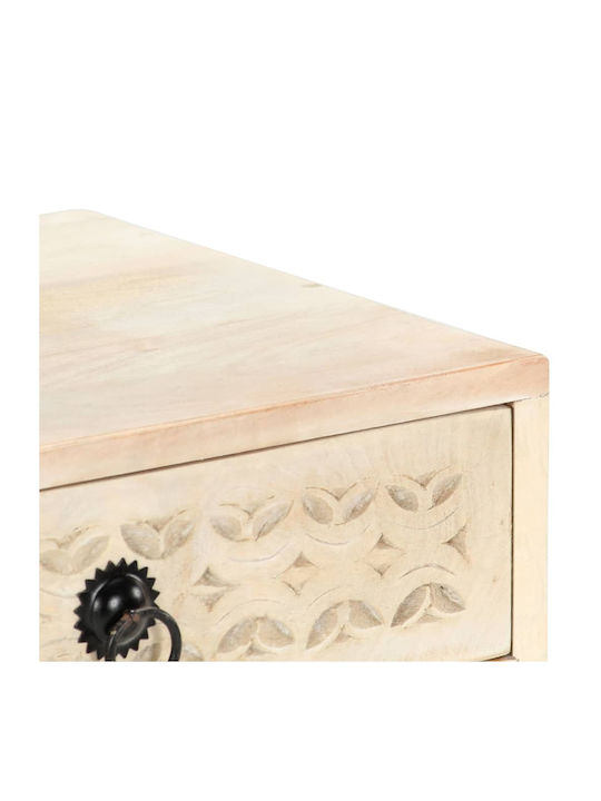 Bedside Table Made of Solid White Wood 40x30x50cm