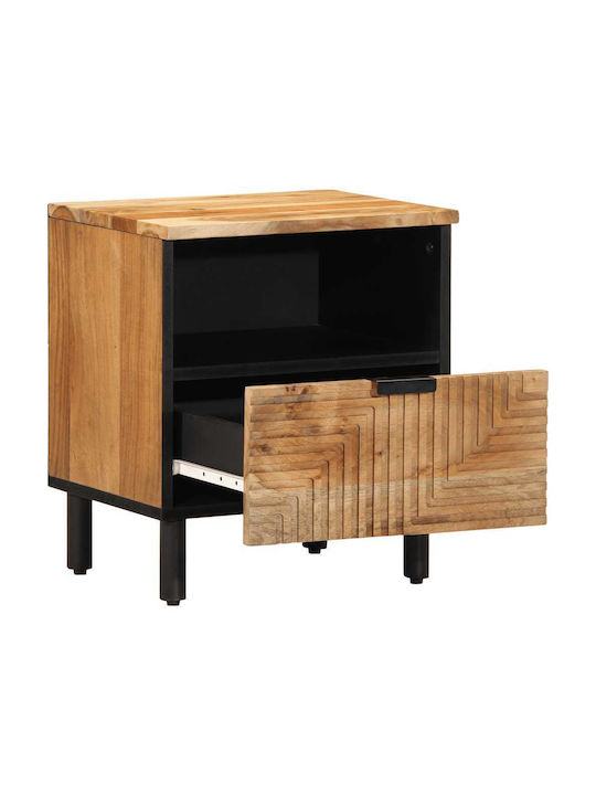 Metal Bedside Table With Beige Glass Surface 40x33x46cm