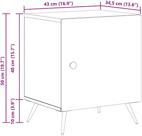 Нощно Шкафче Дървено Бяло 43x34.5x50см