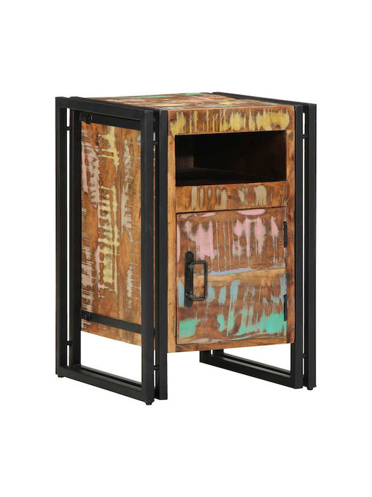 Κομοδίνο από Μασίφ Ξύλο και Γυαλί Μπεζ 40x40x59cm
