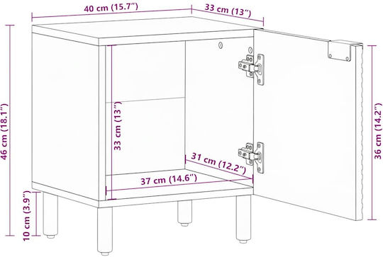 Metal Bedside Tables With Beige Glass Surface 2 Pieces 40x33x46cm
