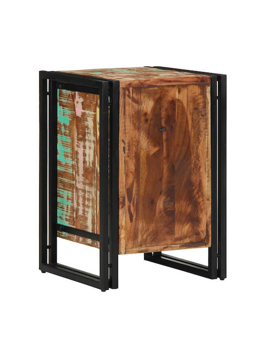 Κομοδίνο από Μασίφ Ξύλο και Γυαλί Μπεζ 40x40x59cm