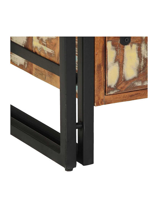 Κομοδίνο από Μασίφ Ξύλο και Γυαλί Μπεζ 40x40x59cm