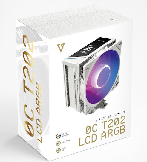 Modecom Volcano 0C T202 LCD CPU Cooler for Socket AM4/AM5/1200/1700 with ARGB Lighting White