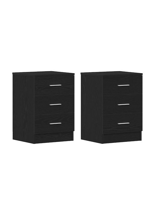 Wooden Black Bedside Tables 2 Pieces 38x35x55cm