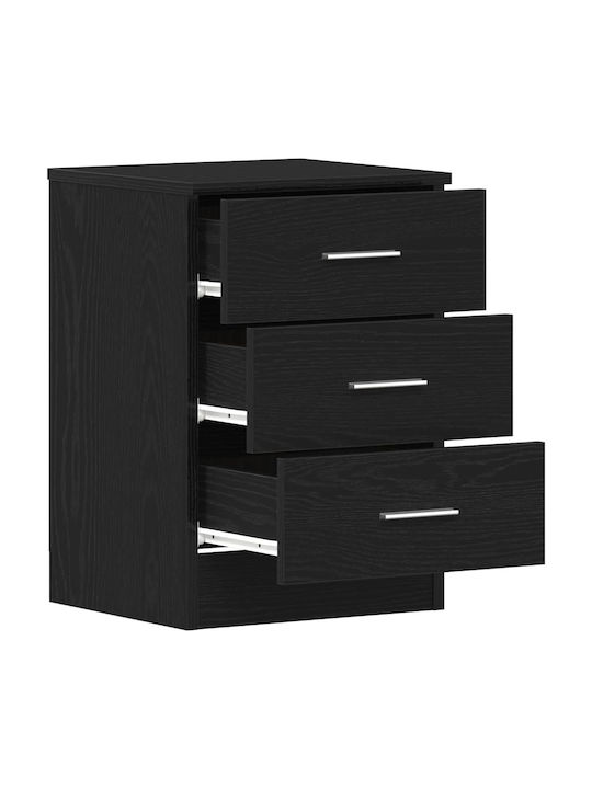 Wooden Black Bedside Tables 2 Pieces 38x35x55cm