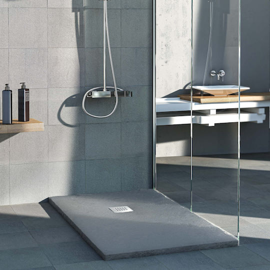 Sanitec Flat Stone Acrylic Shower 110x80cm White