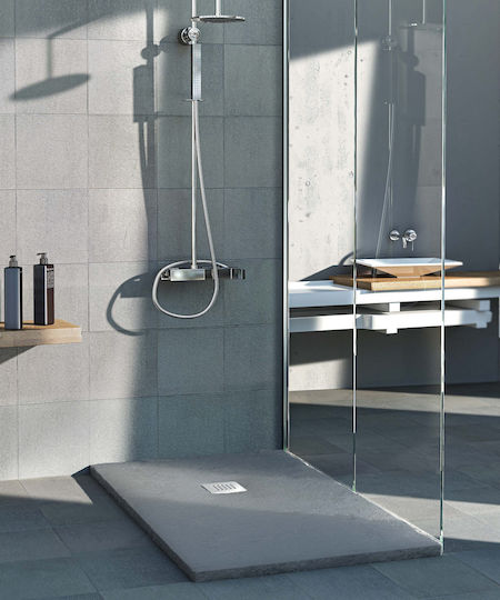 Sanitec Flat Stone Acrylic Shower 80x80cm Grey