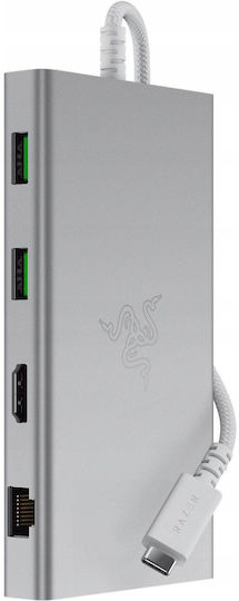 Razer USB-C Stație de andocare cu HDMI 4K PD Ethernet Argintiu (RC21-02250200-R3M1)