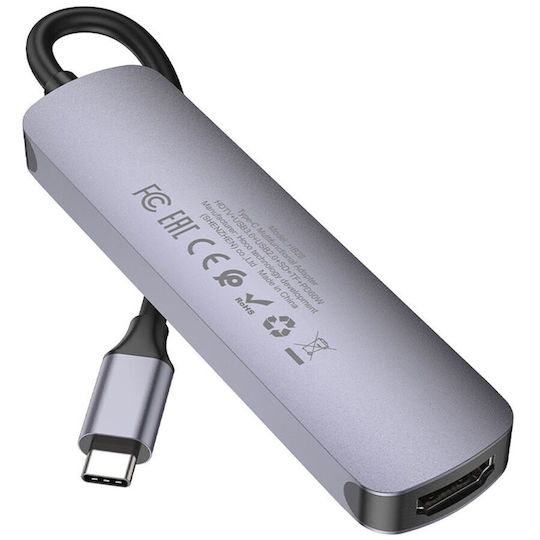 Hoco HB28 USB-C Docking Station mit HDMI 4K PD Gray