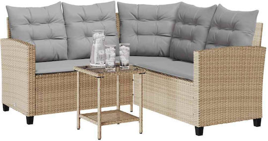 Garten- und Outdoor-Möbelsets Wohnzimmer Typsatz 2 Stück Beige mit Kissen