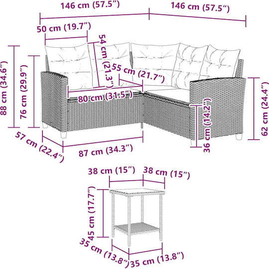 Garten- und Outdoor-Möbelsets Wohnzimmer Typsatz 2 Stück Beige mit Kissen