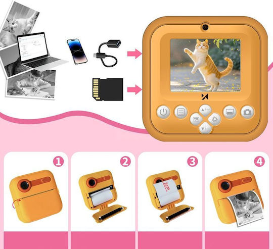 Wozinsky WDT-05 Kinder Kompaktkamera mit Thermodruck Orange