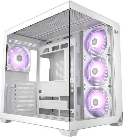 PCCOOLER C3 T700 Gaming Midi Tower Computer Case with Side Window and ARGB Lighting White