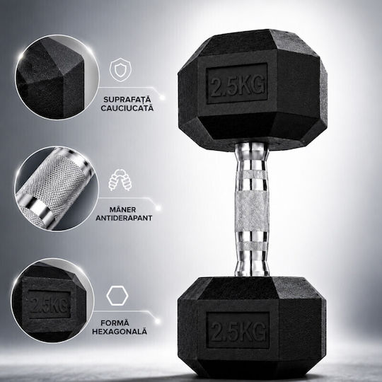 Haltere Hexagonale Din Cauciuc 1 x 2,5kg