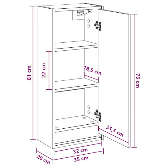 vidaXL Ντουλάπι Μπάνιου 35x20x81cm Καφέ