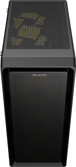 VISION Gaming Midi Tower Κουτί Υπολογιστή με Πλαϊνό Παράθυρο και RGB Φωτισμό Μαύρο