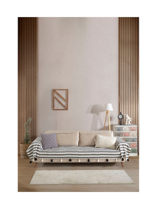 SteweHome Ριχτάρι Τριθέσιου Καναπέ 110x300εκ. Μαύρο