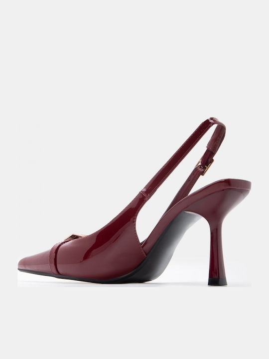 Spitze Zehe Pumps mit Hochem Absatz Burgundisch