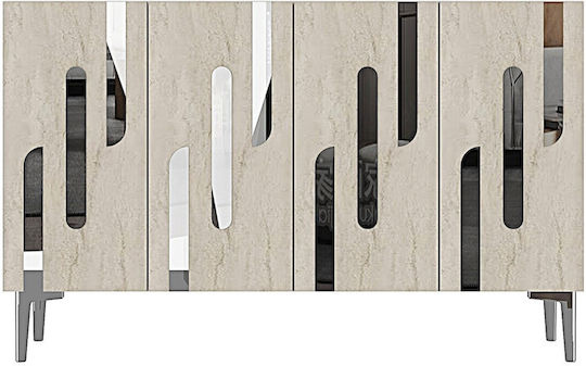 Μπουφές Ξύλινος με Καθρέπτη Λευκός 120x32x75cm