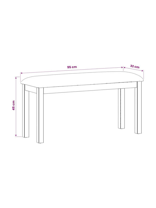 Dining Bench With Wooden Surface Black 95x32x45cm