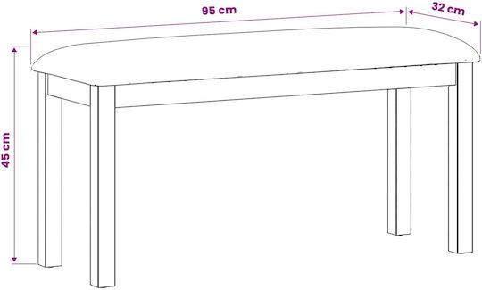 Пейка за Трапезария с Дървена Повърхност Черна 95x32x45см