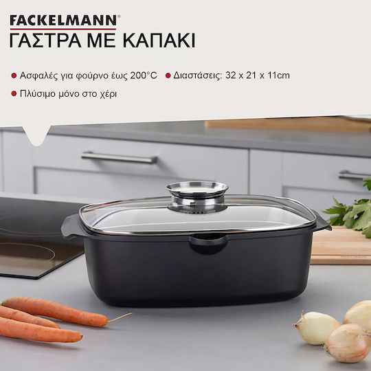 Fackelmann Niederländische Öfen Aluminium Roaster mit Glasdeckel 7lt