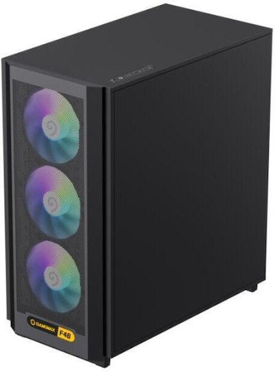 GameMax F46 Gaming Micro Tower Carcasă PC cu Panou Lateral și Iluminare ARGB Neagră