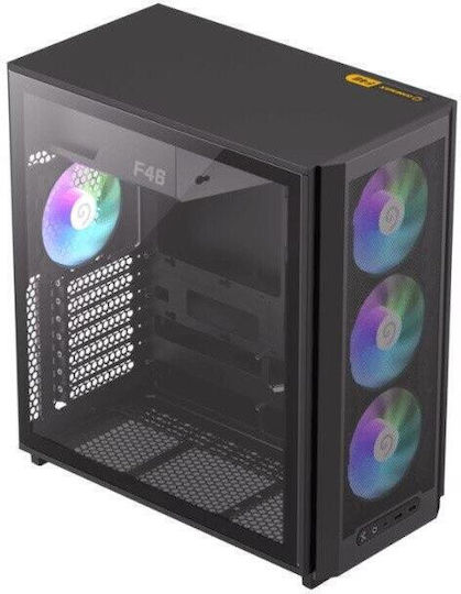GameMax F46 Gaming Micro Tower Carcasă PC cu Panou Lateral și Iluminare ARGB Neagră