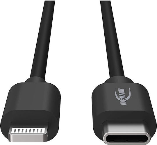 Ansmann USB-C Мъжки към Lightning Кабел 60W Черен 0.12m 1700-0106