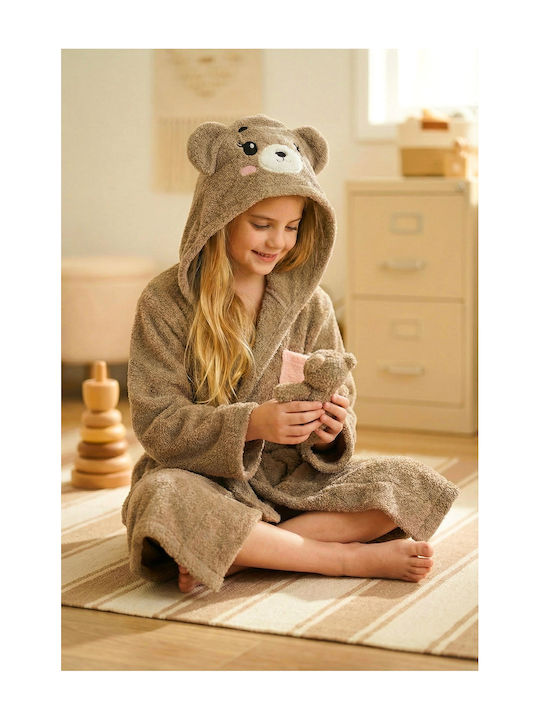 SteweHome Kids Bathrobe Brown with Hood