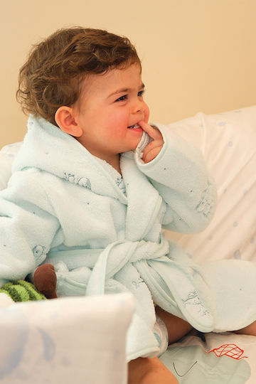 SteweHome Kinderbademantel Blau mit Kapuzen-