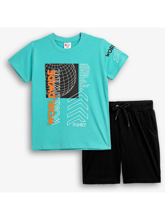 Kinder-Set mit Shorts Sommer 2Stück Schwarz