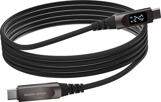Mobile Origin Braided USB 2.0 Cable USB-C Male - USB-C 240W PD Gray 1.5m MO-240WDC-CB4