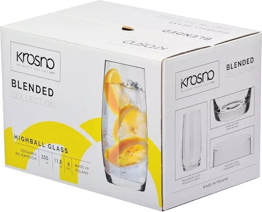 Krosno Set Pahare Pentru Apă Din Sticlă 350ml 6 Bucăți