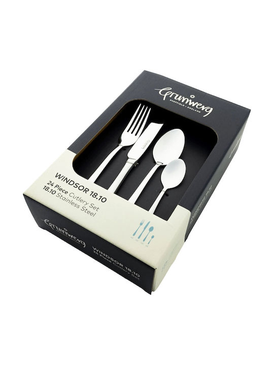 Grunwerg Set De Tacâmuri Inoxidabile Argintii 24 Bucăți
