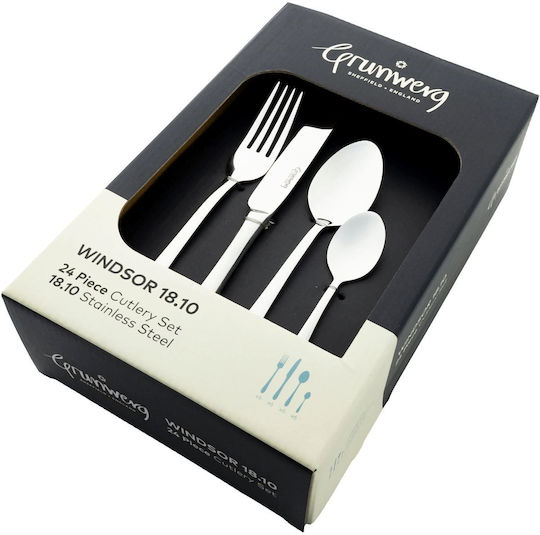 Grunwerg Cutlery Set Stainless Steel Silver 24 Pieces