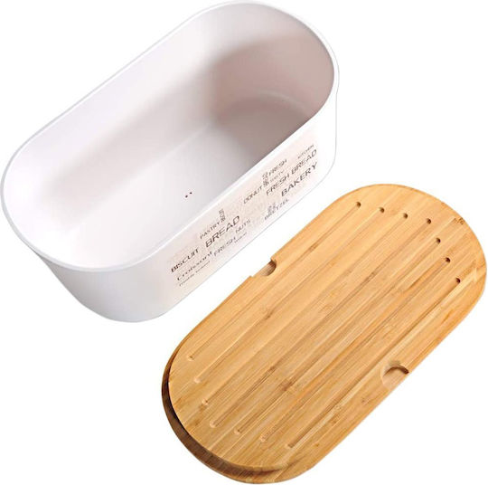 Kesper Bread Box with Lid Wooden White 34x20x14.5cm