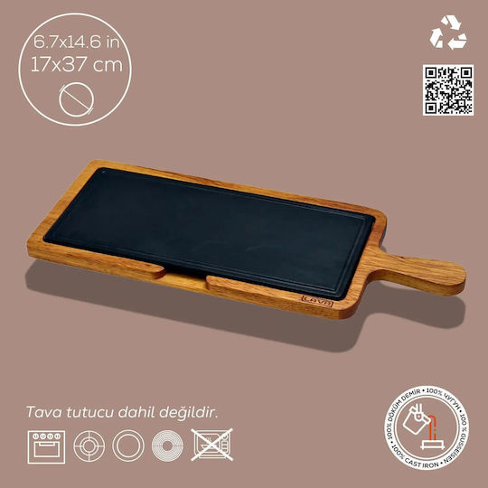 Μαντεμένιος Δίσκος Σερβιρίσματος 37 X 17 Cm Ξύλινη Βάση Lava