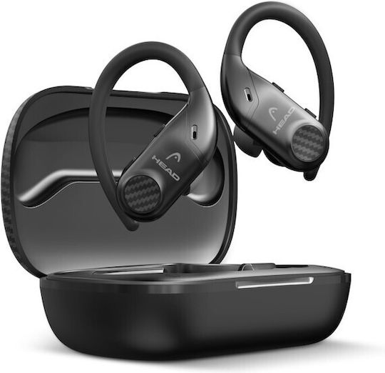 Head Flex Hooks In-ear Bluetooth Handsfree Earphones with Sweat Resistance and Charging Case Black