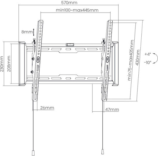 Slim Wall Mount Tv Stand Tilting 32" 75"