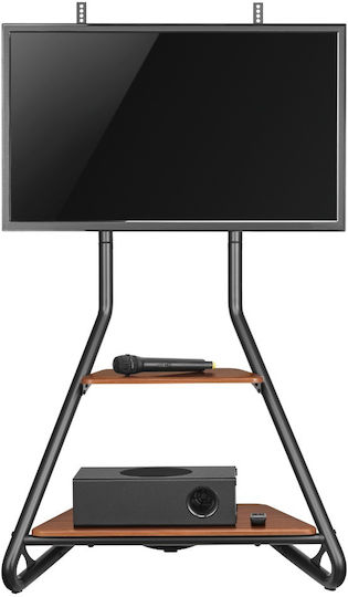 Подова Телевизионна Стойка 2 Дървени Рафта 37" 75"