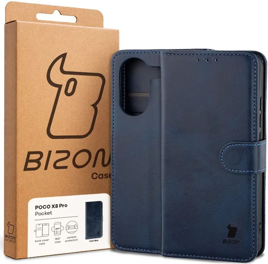 Bizon Book Din Piele Artificială / Silicon Albastru Marin Poco X8 Pro