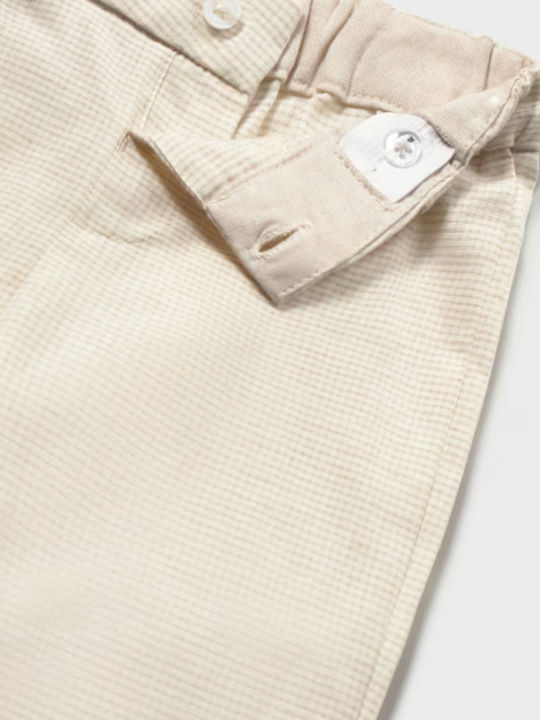 Kinderhose Leinen Beige Karos