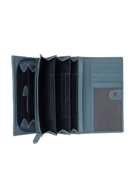 Large Leather Women's Wallet Light Blue