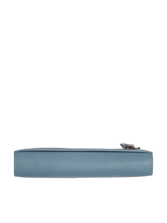 Large Leather Women's Wallet Light Blue
